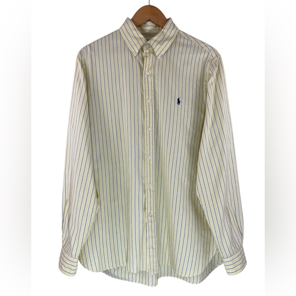 Ralph Lauren Yellow Striped Dress Shirt Men’s 16 (40-41) Classic Fit